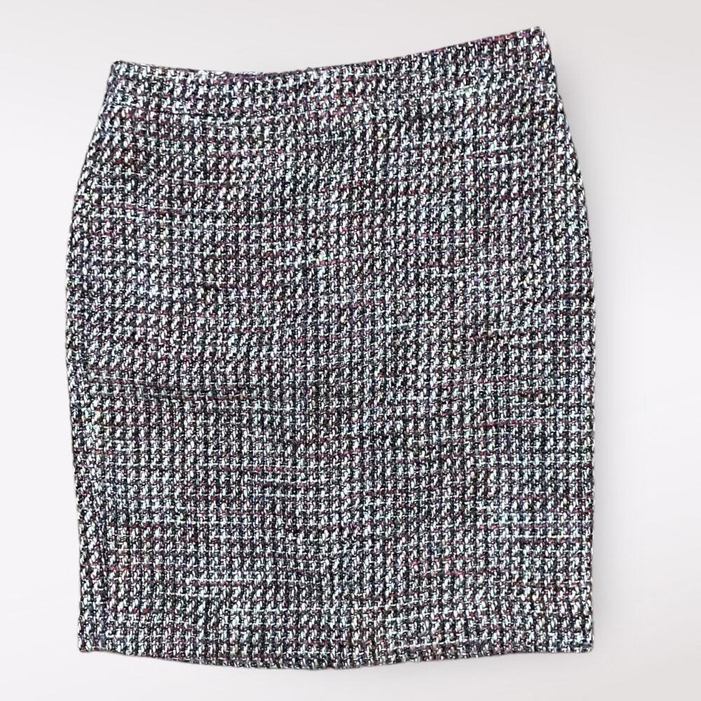 Loft Tweed Short Mini Pencil Skirt Size 00P Red Purple Multicolor Boho Fall